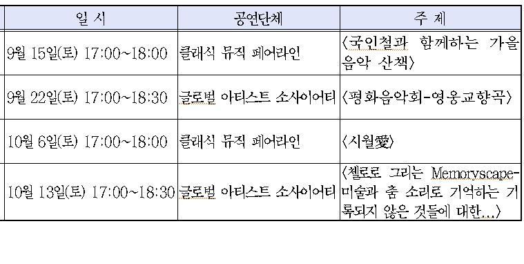 한성백제박물관 공연 계획